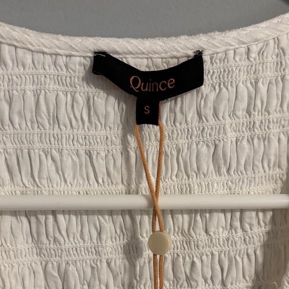 NWT Quince Organic Textured Cotton Smocked V-Neck Midi Dress Cottagecore - Picture 8 of 10